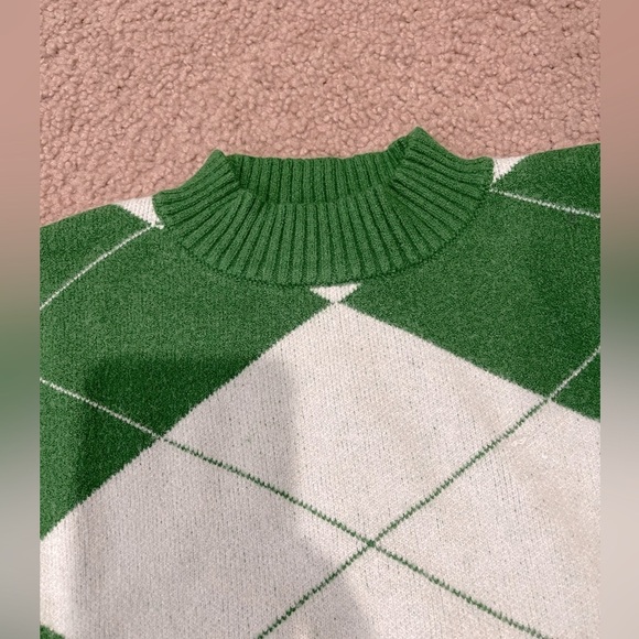 Women's SHEIN vintage vibes Argyle Pattern pullover crewneck sweater - Picture 2 of 12